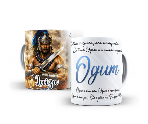 Caneca Ogum Orixás Porcelana Personalizada