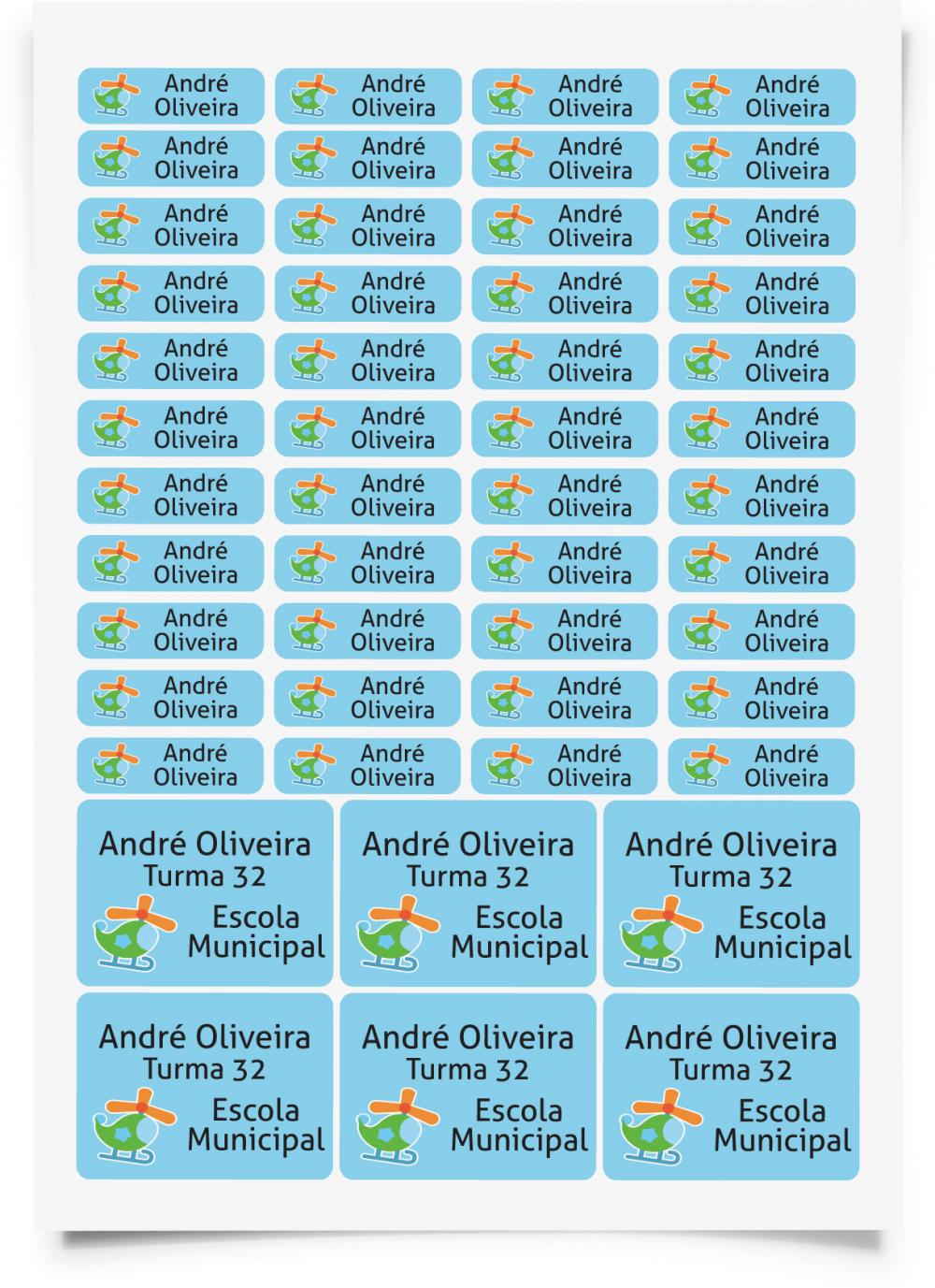 2 Cartelas de Adesivos Escolares - Prova D'água