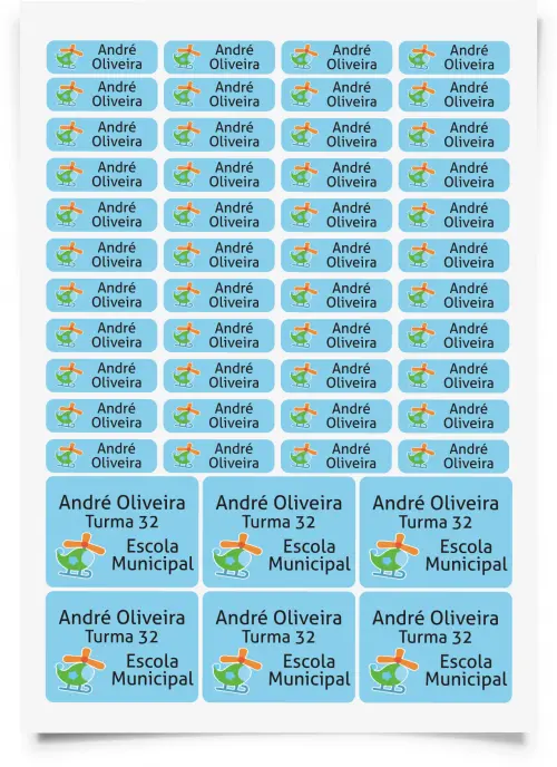 2 Cartelas de Adesivos Escolares - Prova D'água
