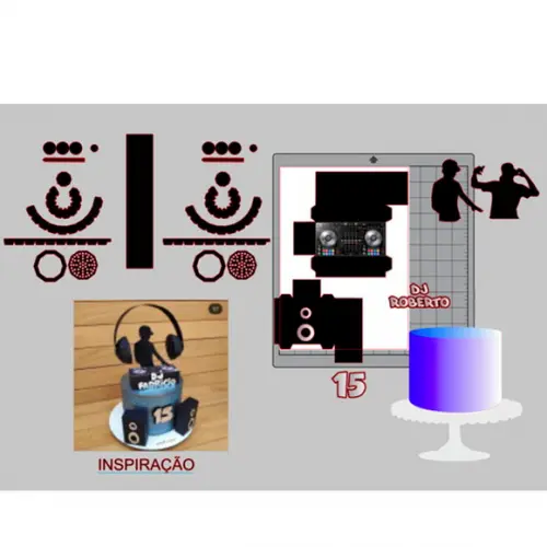 Arquivo de Corte Digital Topo de Bolo Dj 2
