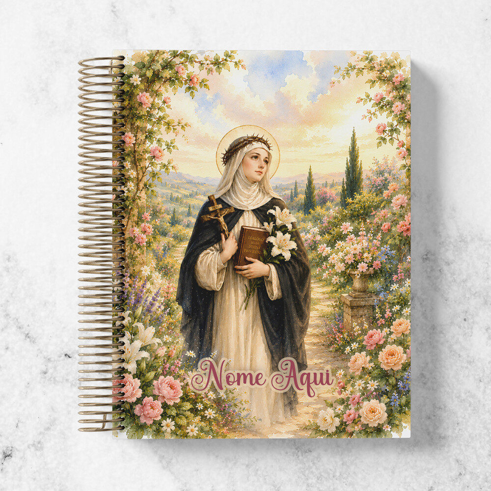 Caderno Santa Catarina de Sena Personalizado - Caderno Católico