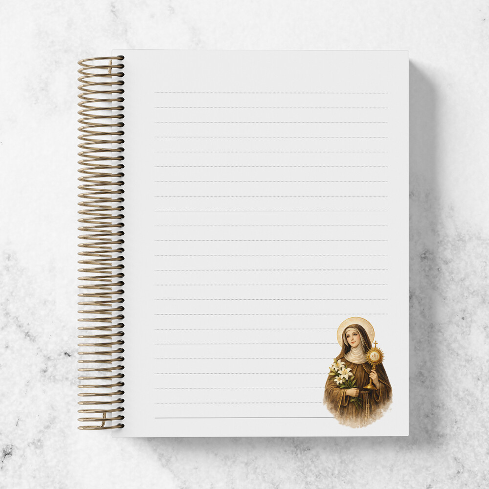 Caderno Santa Clara Personalizado - Caderno Católico Personaliza
