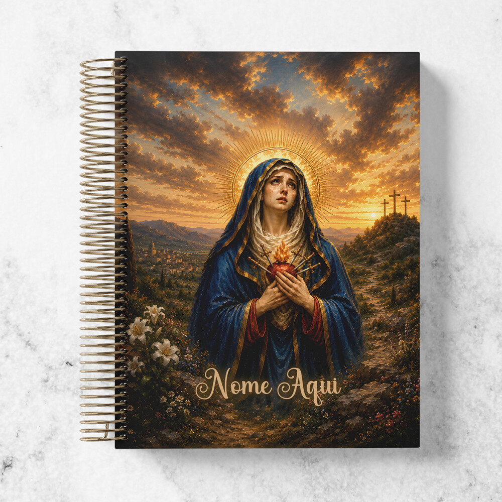 Caderno Nossa Senhora das Dores Personalizado - Caderno Católico