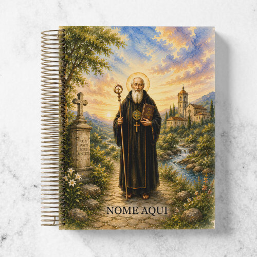 Caderno de São Bento Personalizado - Caderno Católico Personalizado