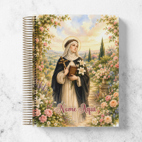 Caderno Santa Catarina de Sena Personalizado - Caderno Católico Personalizado