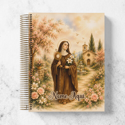 Caderno Santa Clara Personalizado - Caderno Católico Personalizado