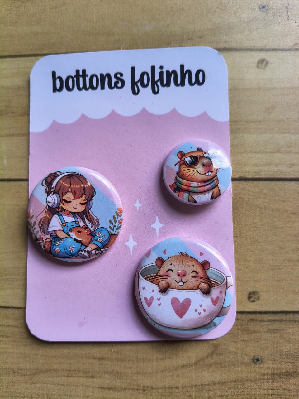 kit bloquinho cartonado + trio botton