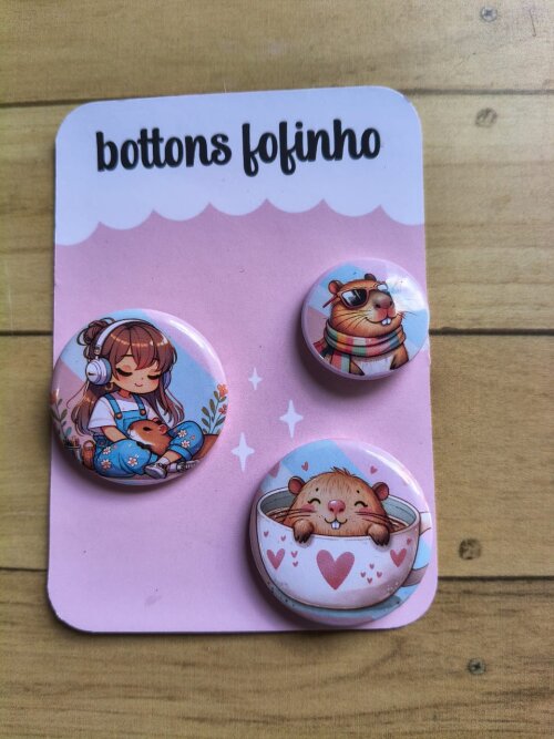 kit bloquinho cartonado + trio botton