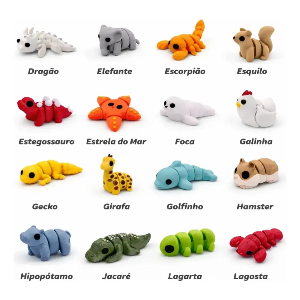 Kit Miniaturas Articuladas 3d Animais Zooytoys3d ( 10und )