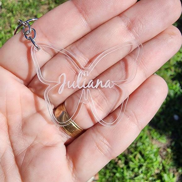 Chaveiro Acrílico Personalizado Borboleta