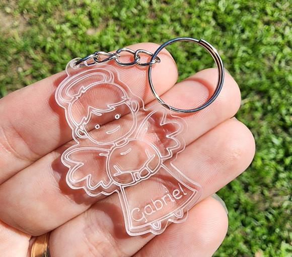 Chaveiro Personalizado Anjinho Batizado Menino