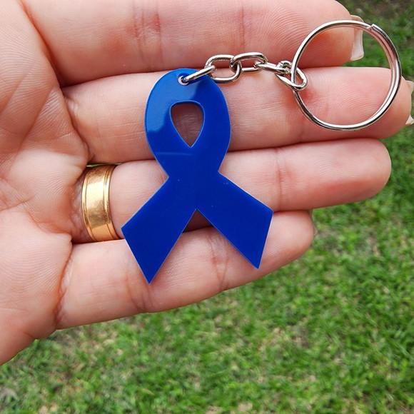 Chaveiro Acrílico Brinde Laço Campanha Novembro Azul