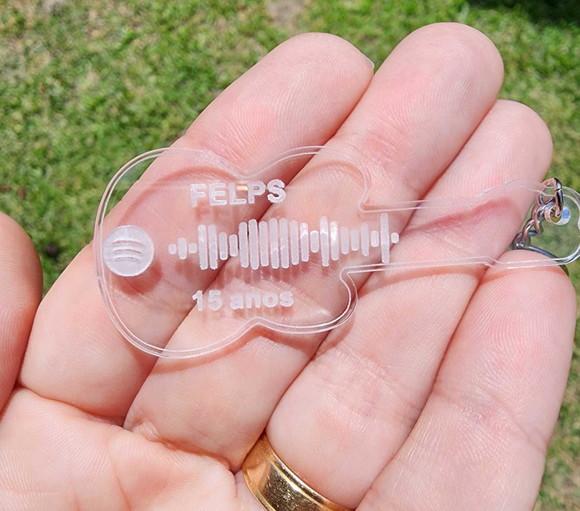 Chaveiro Personalizado 15 Anos Guitarra Spotify Code Música