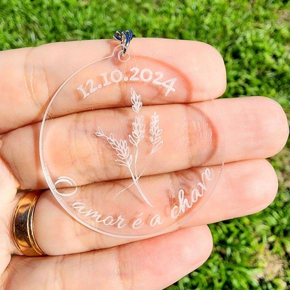 Chaveiro Acrílico Floral Casamento Noivado o Amor É a Chave