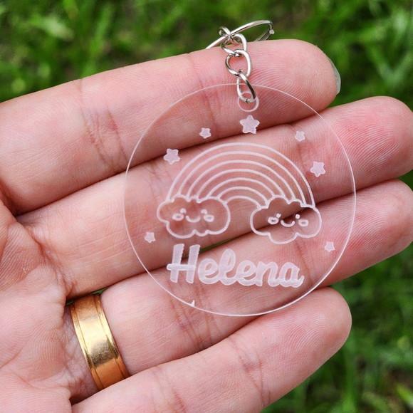 Chaveiro Personalizado Arco Íris Nuvem