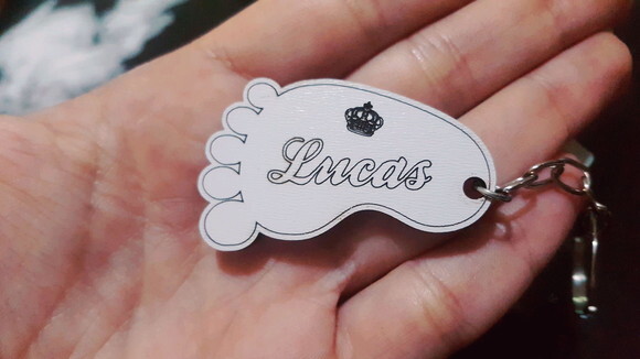 Chaveiro personalizado Pezinho MDF Branco