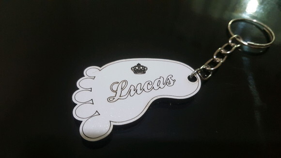 Chaveiro personalizado Pezinho MDF Branco