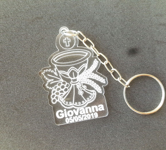 Chaveiro Personalizado em Acrílico Primeira Eucaristia Comunhão