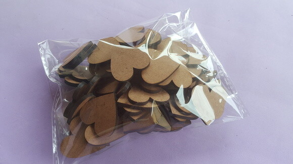 Kit 50 Apliques de Corações 3cm em MDF
