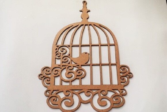 Gaiola Bird em MDF para decoração Jardim Encantado