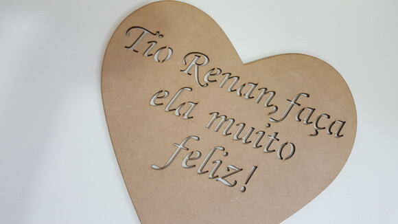 Placa Coração para Daminha Casamento Personalizada