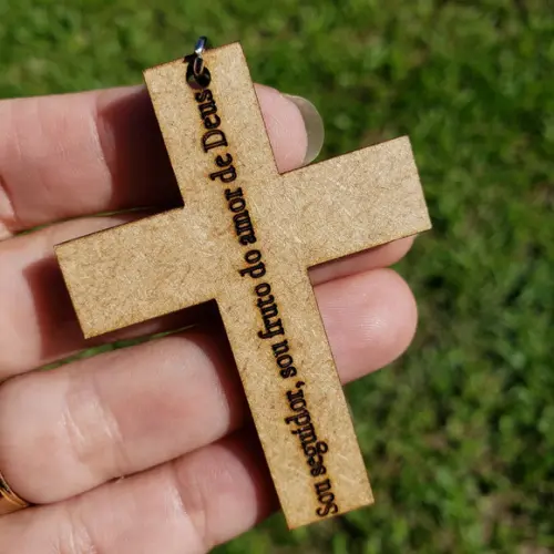 Chaveiro Personalizado Cruz MDF Igreja Frase Bíblica