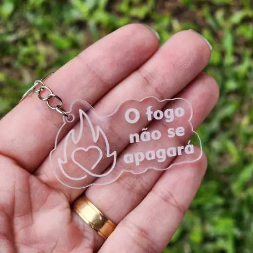Chaveiro Acrílico Cristão o Fogo Não se Apagará