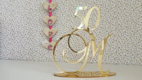 Topo de Bolo Dourado Espelhado