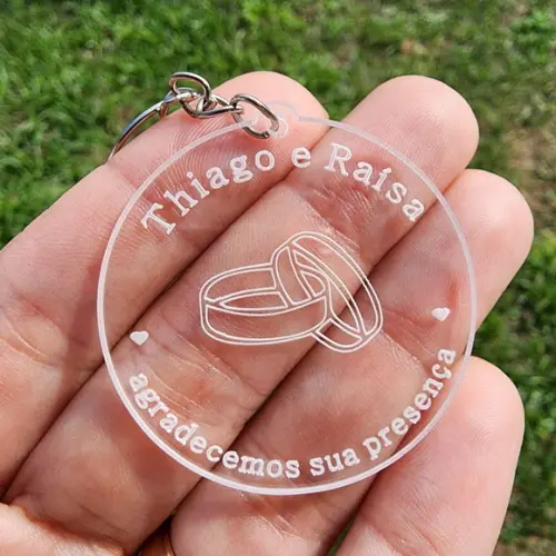 Chaveiro Acrílico Alianças Casamento Noivado
