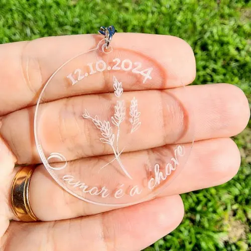 Chaveiro Acrílico Floral Casamento Noivado o Amor É a Chave