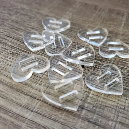 50 Passantes de elástico chato de Acrílico Cristal Coração