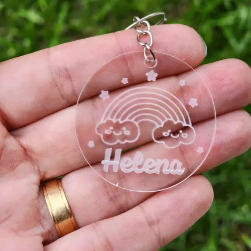Chaveiro Personalizado Arco Íris Nuvem