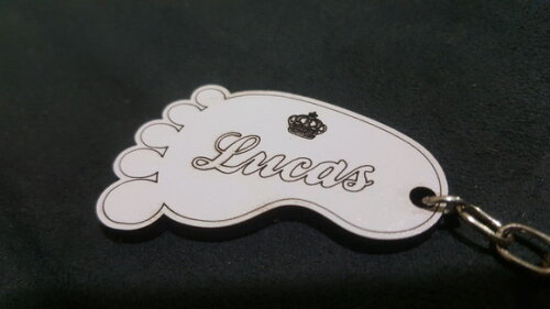Chaveiro personalizado Pezinho MDF Branco