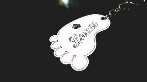 Chaveiro personalizado Pezinho MDF Branco