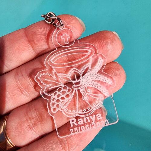 Chaveiro Personalizado em Acrílico Primeira Eucaristia Comunhão