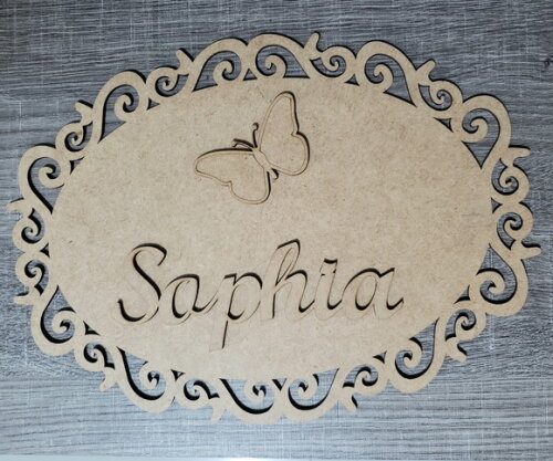 Placa com Nome e Borboleta