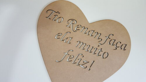 Placa Coração para Daminha Casamento Personalizada