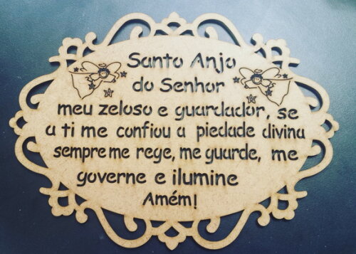 Placa Decorativa em MDF Oração Santo Anjo do Senhor