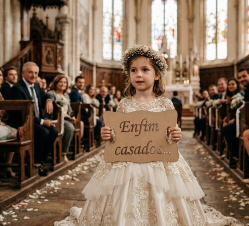 Placa para Daminha Casamento Enfim Casados