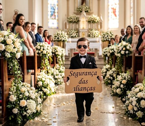 Placa para Pajem Casamento Segurança das Alianças
