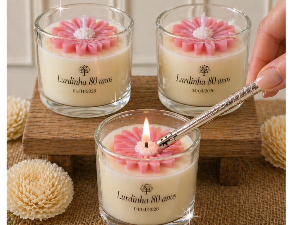 Lembrancinha 80 anos Vela Perfumada