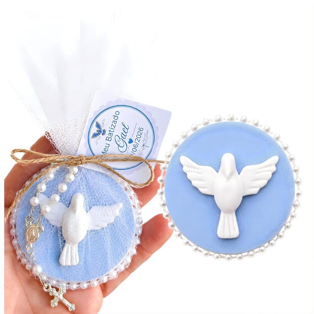 Lembrancinha Batizado Personalizada Divino com Terço