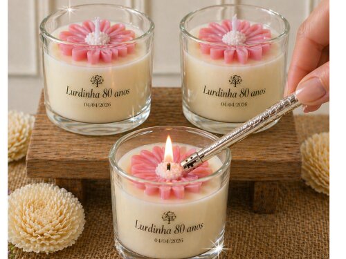 Lembrancinha 80 anos Vela Perfumada