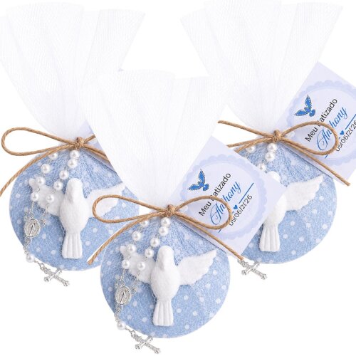 Lembrancinha de Batizado com Divino Espírito Santo Ímã Decorativo Azul para Menino