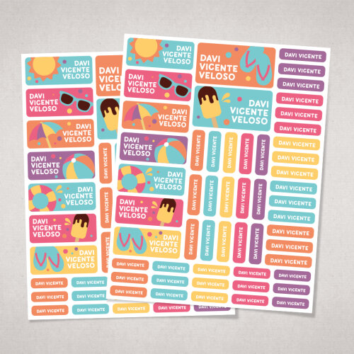 Etiquetas Escolares Verão | Rosa