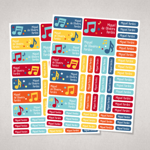 Etiquetas Escolares Notas Musicais
