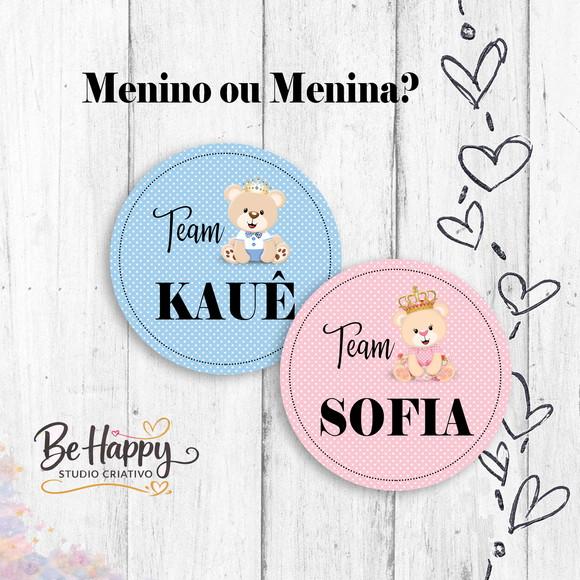 Adesivo Times Chá Revelação Personalizado Menino ou Menina 60 