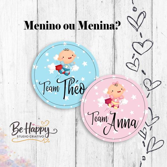 Adesivo Times Chá Revelação Personalizado Menino ou Menina 60 