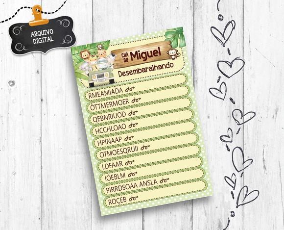 Brincadeira Chá de Bebê Desembaralhando arquivo digital