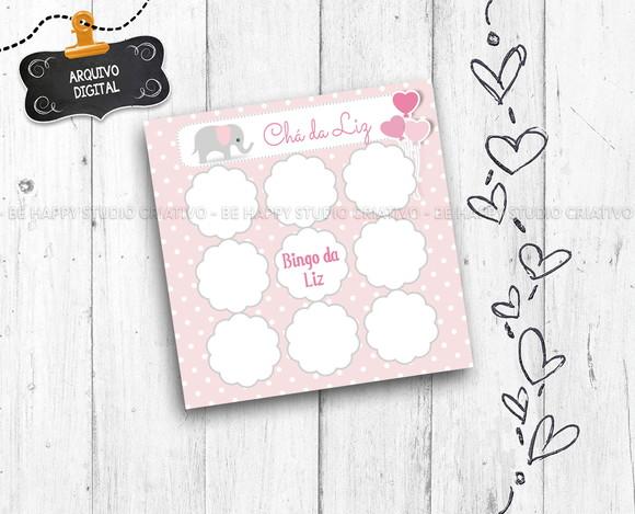 Brincadeira Chá de Bebê Bingo do Bebê Elefante Rosa arquivo di